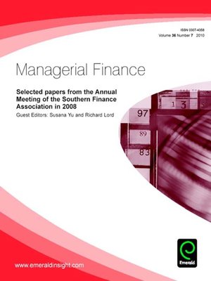 cover image of Managerial Finance, Volume 36, Issue 7